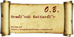 Ormándi Baltazár névjegykártya
